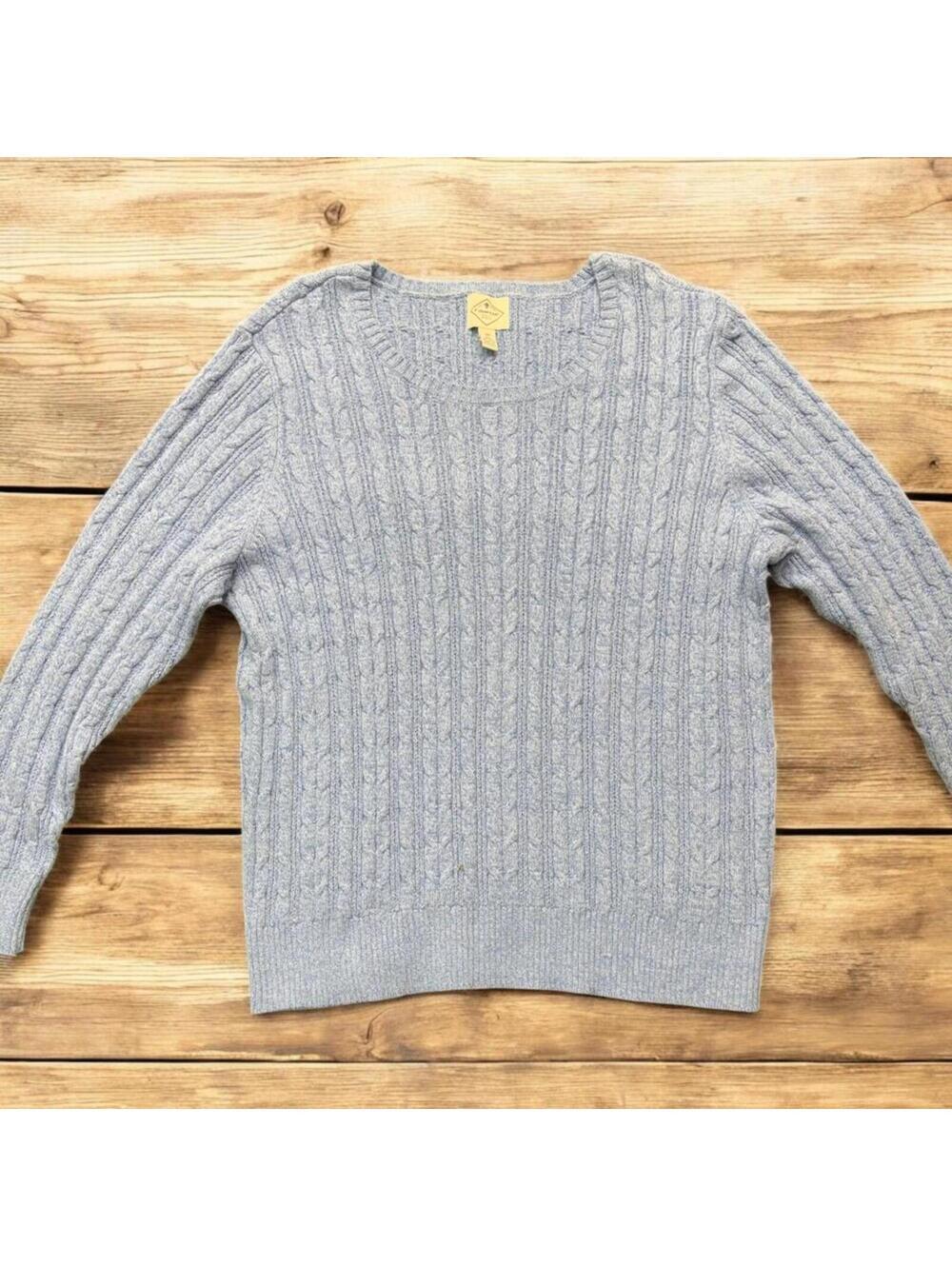 St. John's Bay Women's 2XL Light Blue Cable-Knit Pullover Sweater Casual
